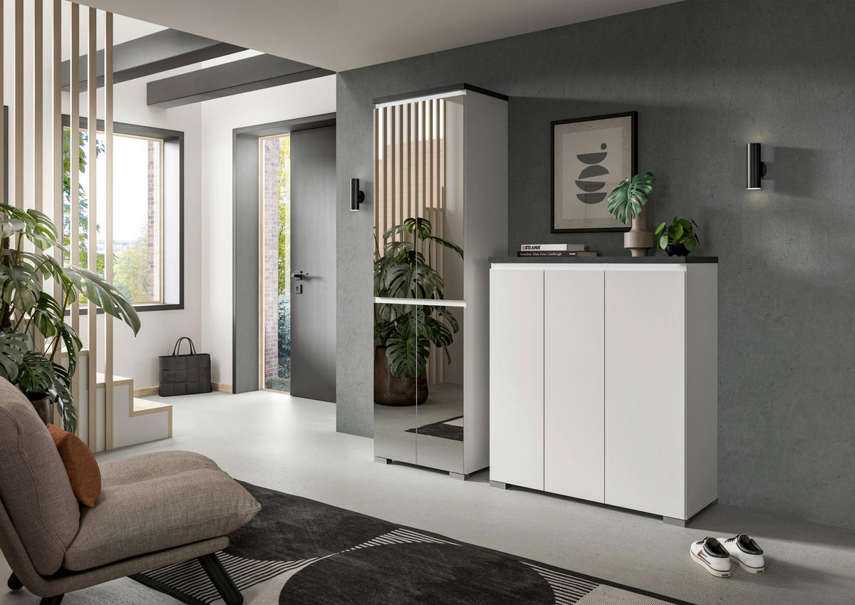 SCHUHSCHRANK  in 60/194/40 cm  - Silberfarben/Weiß, MODERN, Holzwerkstoff (60/194/40cm)
