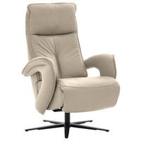 RELAXSESSEL in Leder Ecru  - Ecru/Schwarz, Design, Leder/Metall (77/110/87cm) - Valdera