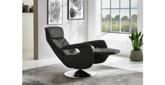 RELAXSESSEL in Leder Anthrazit - Chromfarben/Anthrazit, Design, Leder/Metall (71/99/83cm) - Dieter Knoll