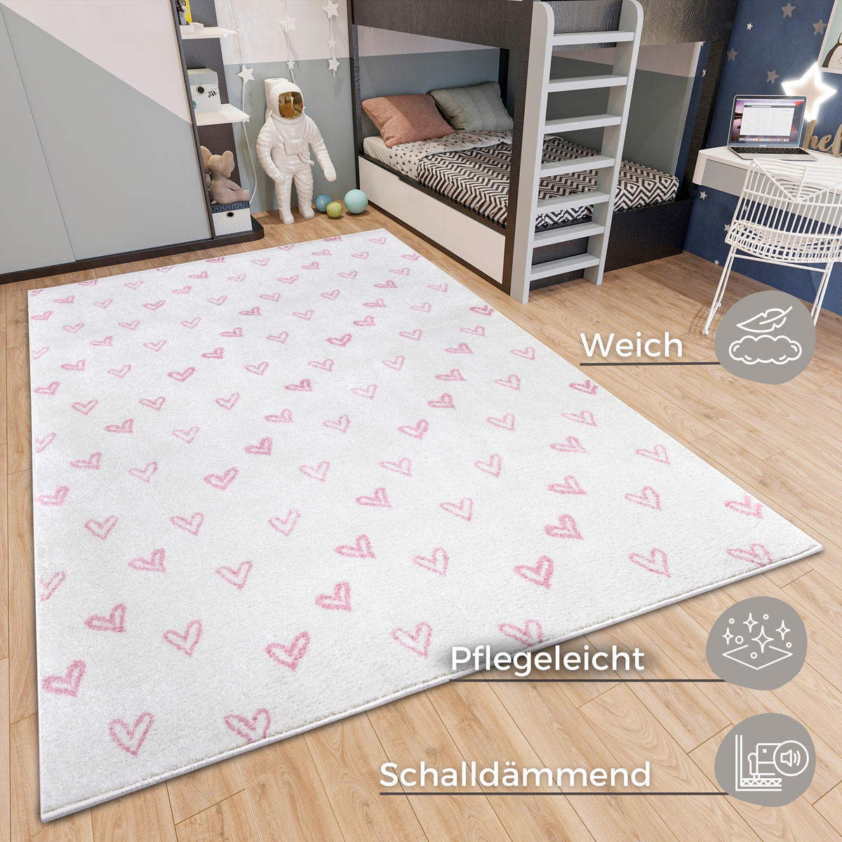 KINDERTEPPICH 160/235 cm Adventures  - Hellrosa/Creme, Trend, Kunststoff/Textil (160/235cm)