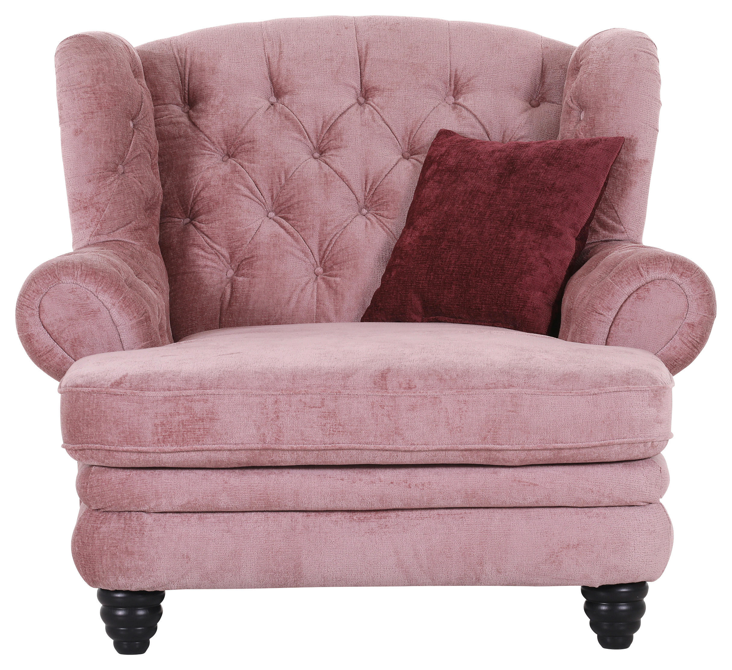 XXL-SESSEL in Chenille Rosa  - Bordeaux/Schwarz, Design, Holz/Textil (127/106/149cm) - Landscape