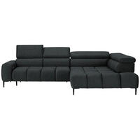 ECKSOFA Graphitfarben Webstoff  - Schwarz/Graphitfarben, Design, Textil/Metall (300/216cm) - Welnova