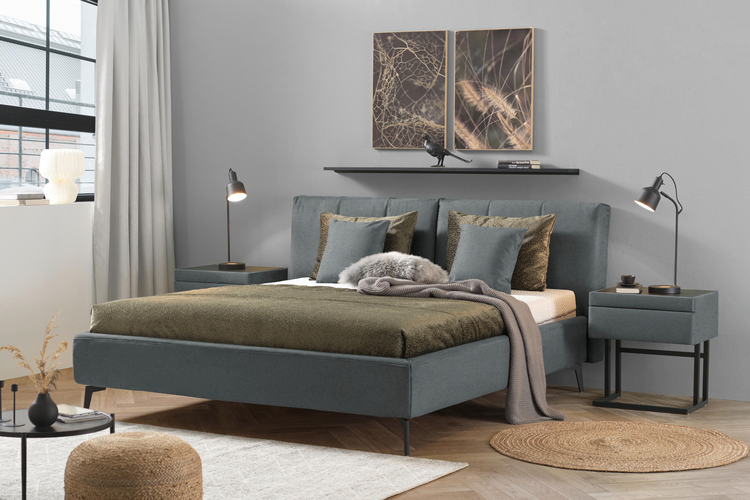 POLSTERBETT 180/200 cm  Anthrazit  - Weiss/Anthrazit, Design, Holz/Textil (180/200cm) - Johann Jakob