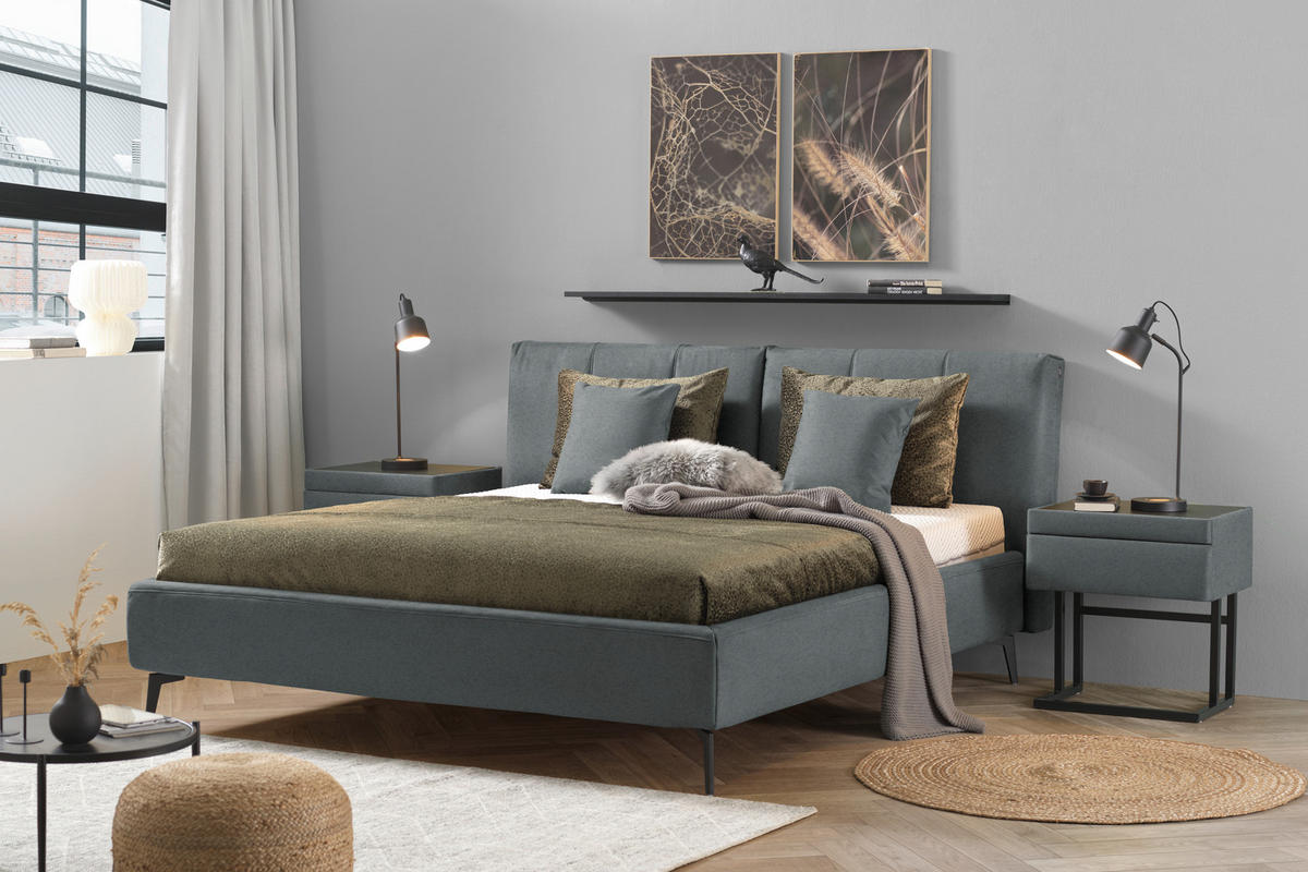 POLSTERBETT 180/200 cm  Anthrazit  - Weiss/Anthrazit, Design, Holz/Textil (180/200cm) - Johann Jakob