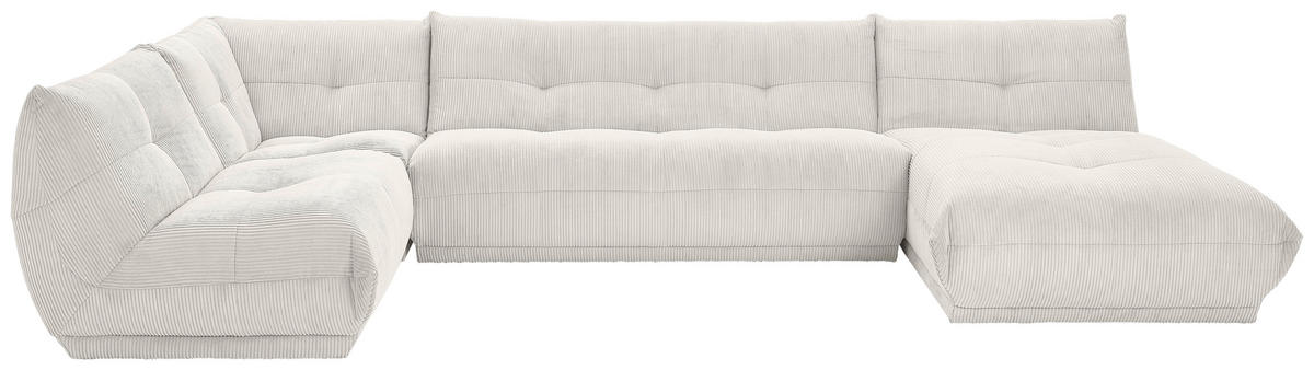 WOHNLANDSCHAFT in Cord Weiss  - Weiss, Trend, Textil (210/390/185cm) - Livetastic