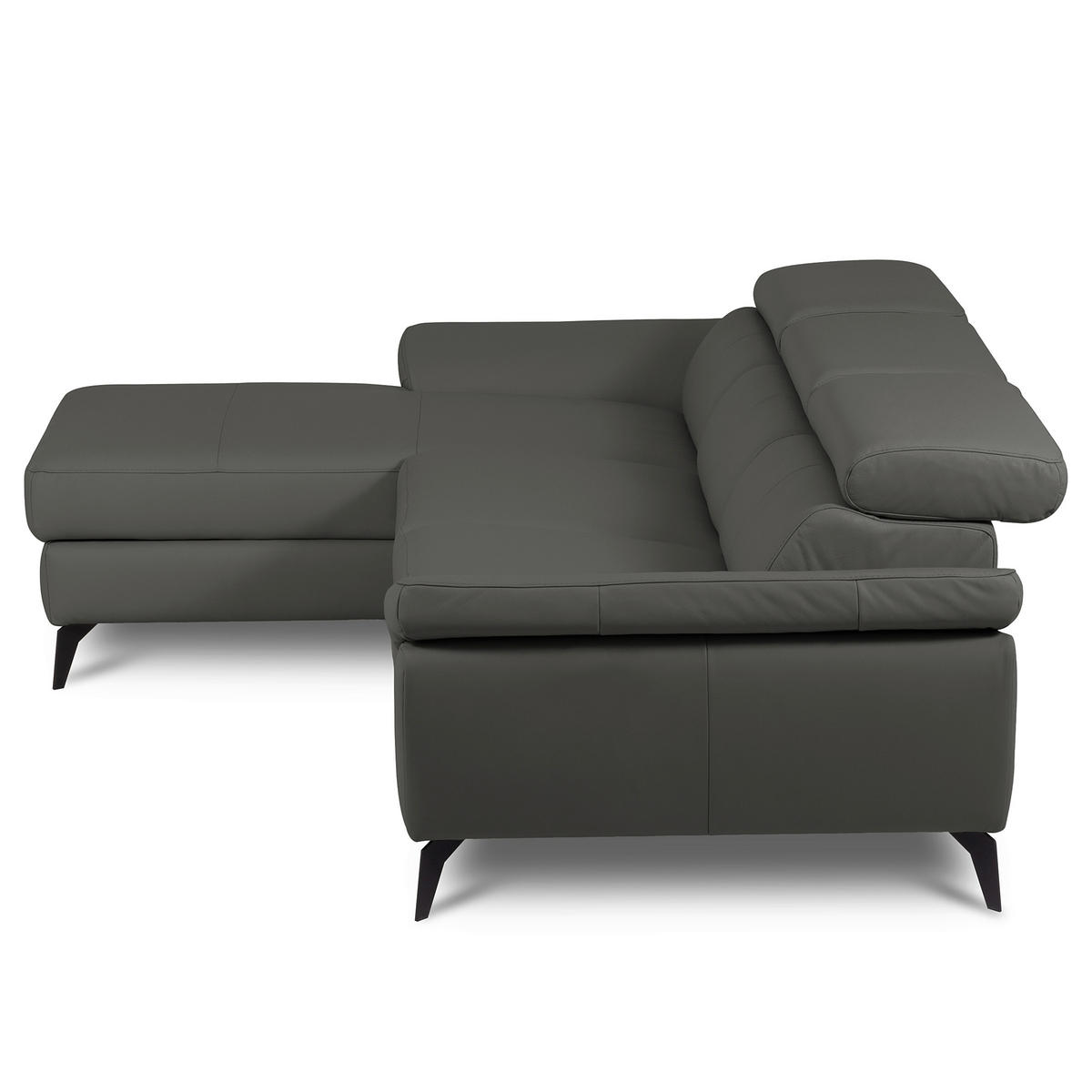 ECKSOFA  in Lederlook Echtleder Anthrazit  - Anthrazit/Schwarz, Design, Leder/Textil (179/252cm) - Livetastic