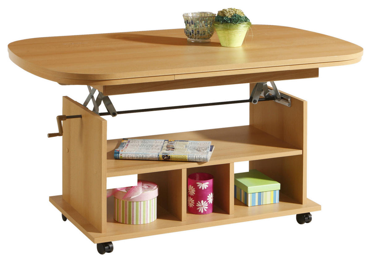 COUCHTISCH 107-157/67/53-63 cm oval Buchefarben  - Buchefarben, MODERN, Holzwerkstoff/Kunststoff (107-157/67/53-63cm) - MID.YOU