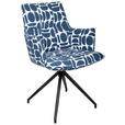 ARMLEHNSTUHL  in Eisen Jacquard  - Blau/Schwarz, Design, Textil/Metall (59/89,5/63cm) - Novel