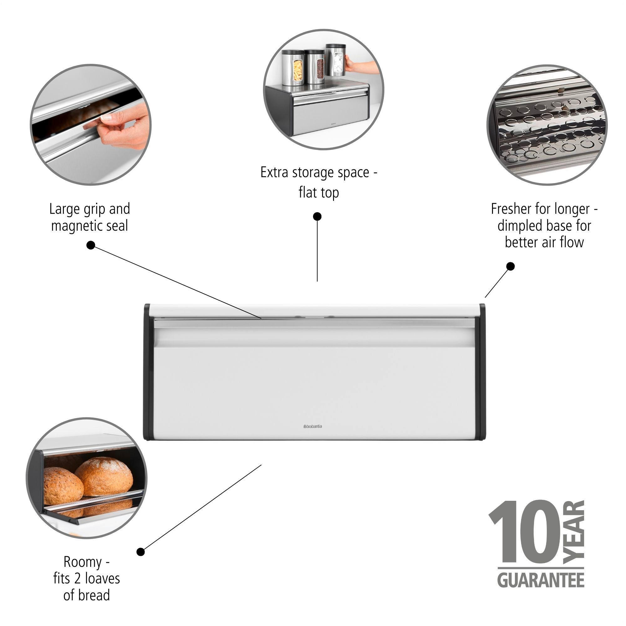 CHLEBNÍK - bílá, Basics, kov (46,5/18,7/25cm) - Brabantia