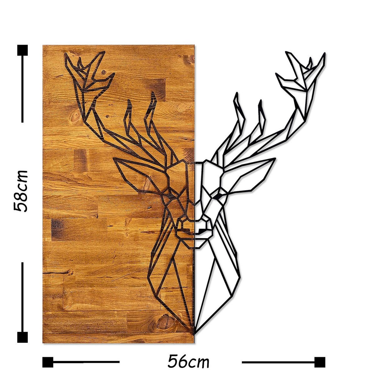 WANDDEKO Holz, Metall  - Walnussfarben, Basics, Holz/Metall (56/58cm) - X-Mas