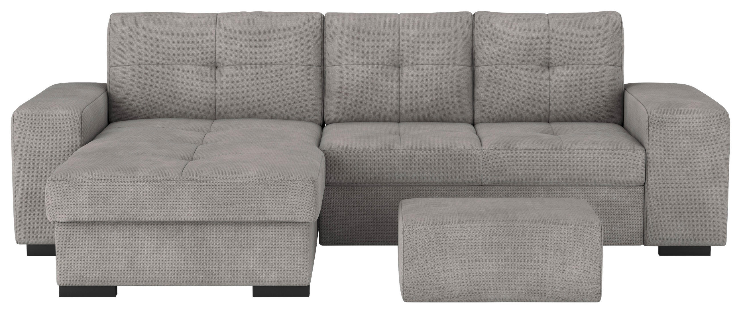ECKSCHLAFSOFA Mikrofaser Grau  - Schwarz/Grau, Modern, Kunststoff/Textil (156/268cm) - MID.YOU