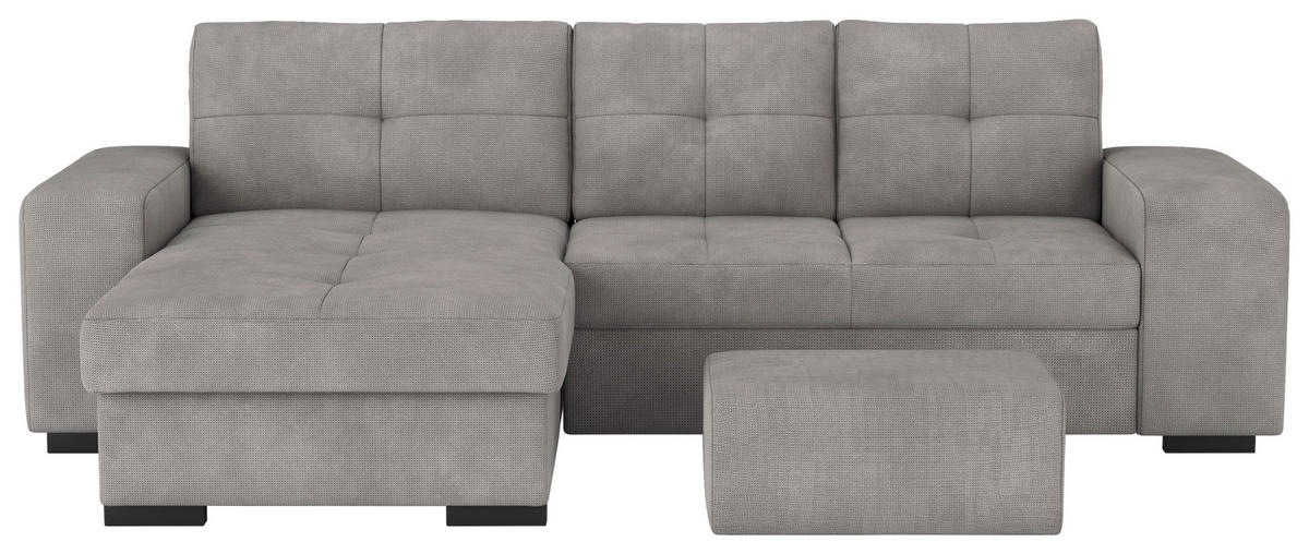 ECKSCHLAFSOFA in Mikrofaser Grau  - Schwarz/Grau, MODERN, Kunststoff/Textil (156/268cm) - MID.YOU