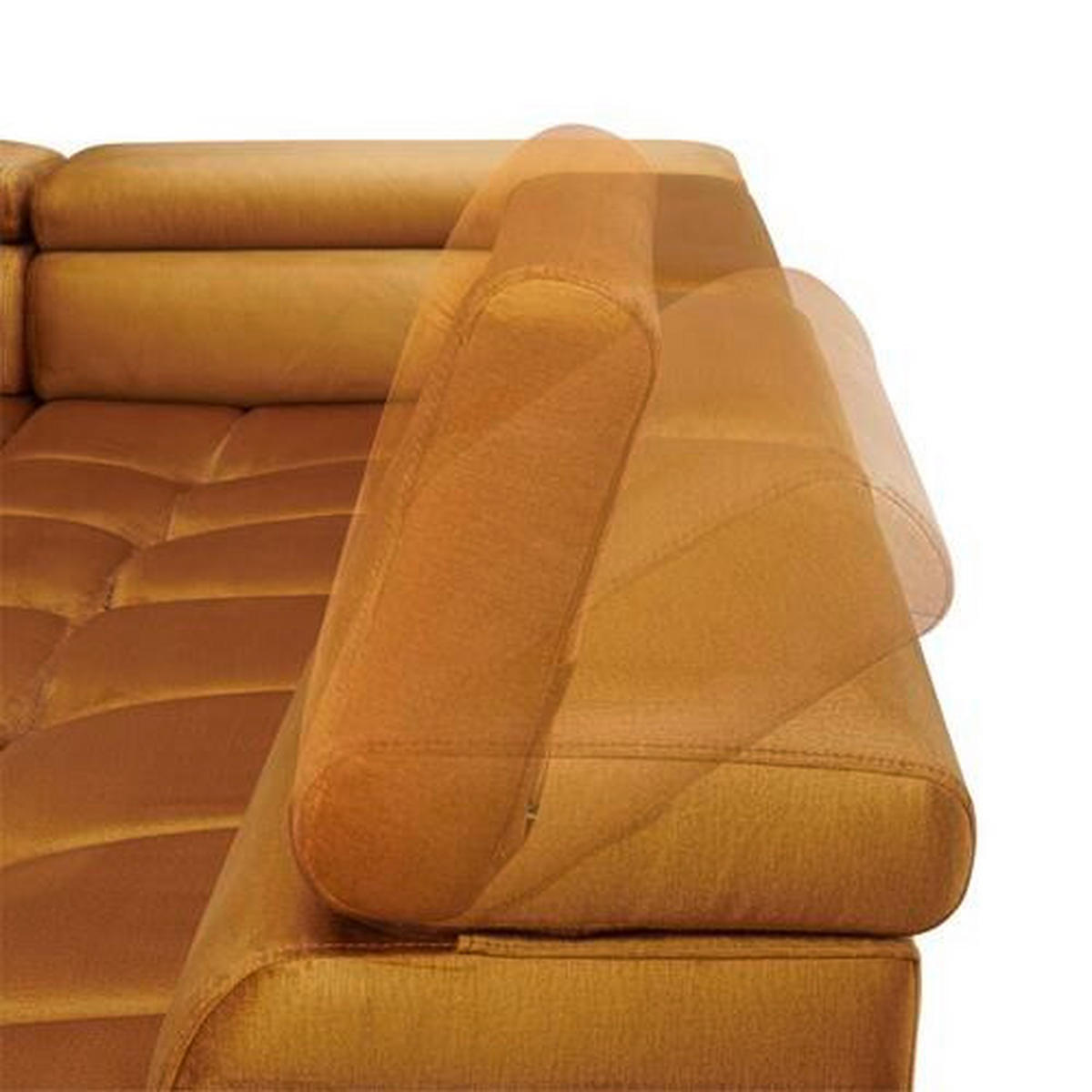 ECKSOFA Currygelb Webstoff  - Currygelb/Schwarz, Design, Textil/Metall (216/385/177cm) - Welnova