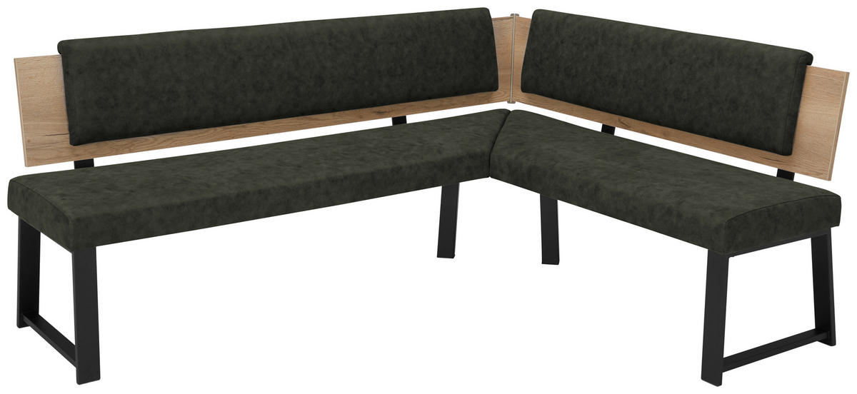 ECKBANK 200/160 cm  in Dunkelgrün  - Dunkelgrün/Schwarz, MODERN, Holzwerkstoff/Textil (200/160cm) - Venda