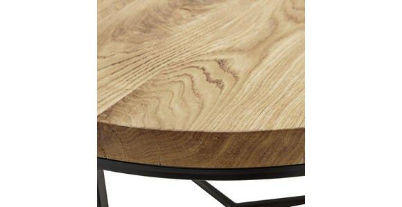 COUCHTISCH Eiche massiv 60/60/38 cm rund Schwarz, Eichefarben - Eichefarben/Schwarz, Design, Holz/Metall (60/60/38cm) - Novel
