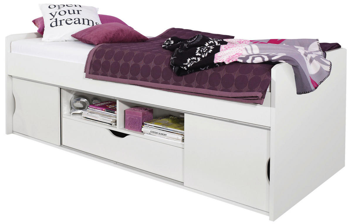 POSTEĽ S ÚLOŽNÝM PRIESTOROM, 90/200 cm biela - biela, Modern, kompozitné drevo (90/200cm) - MID.YOU