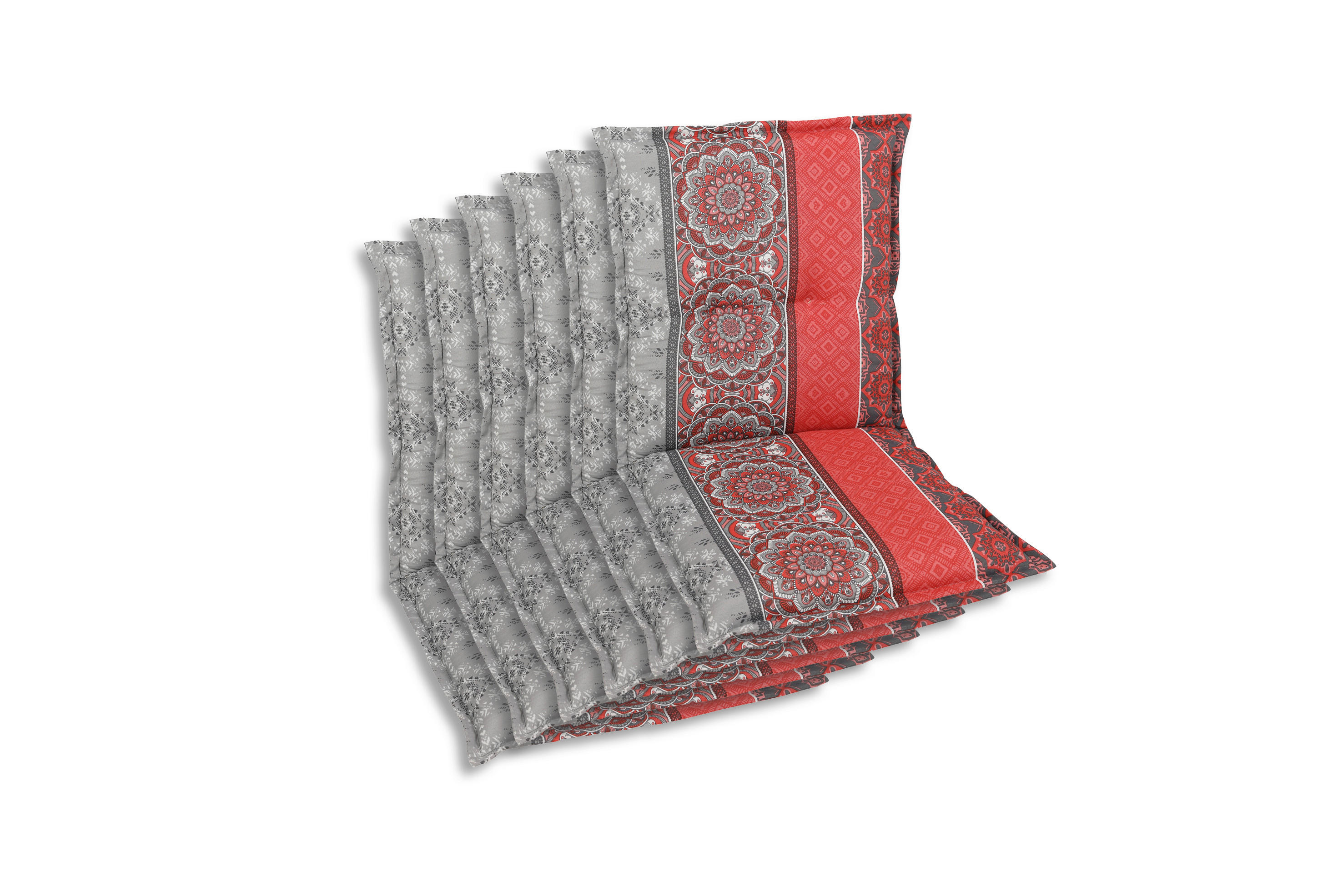 SESSELAUFLAGENSET in Grau, Rot, Hellgrau Ornament  - Rot/Hellgrau, Basics, Textil (50/7/100cm)