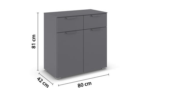 KOMMODE in 80/81/42 cm - Dunkelgrau, Design, Holzwerkstoff/Metall (80/81/42cm) - Carryhome