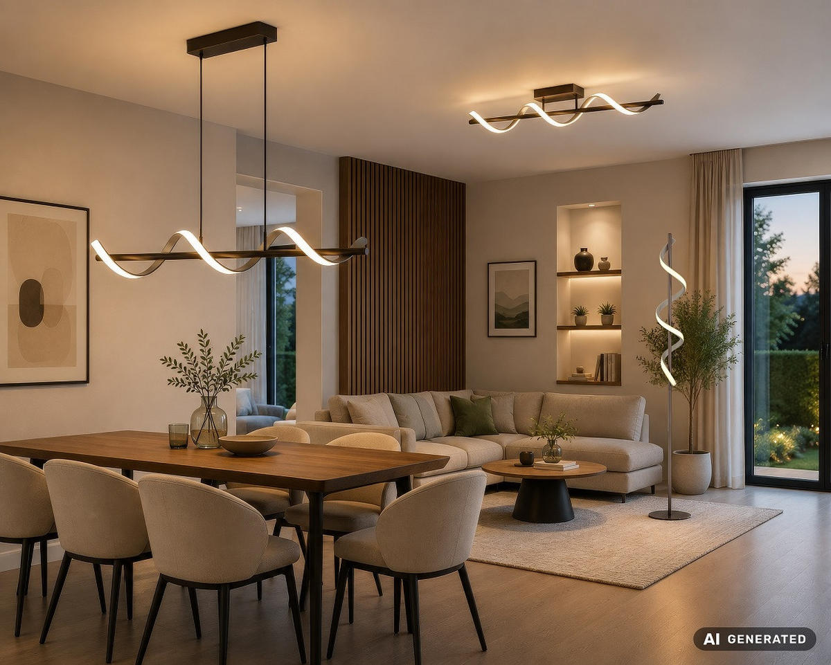 VISEČA LED-SVETILKA  Spiro  1530 lm 3000 K 230 V  - črna/opal, Design, kovina/umetna masa (80/15,5/120cm)