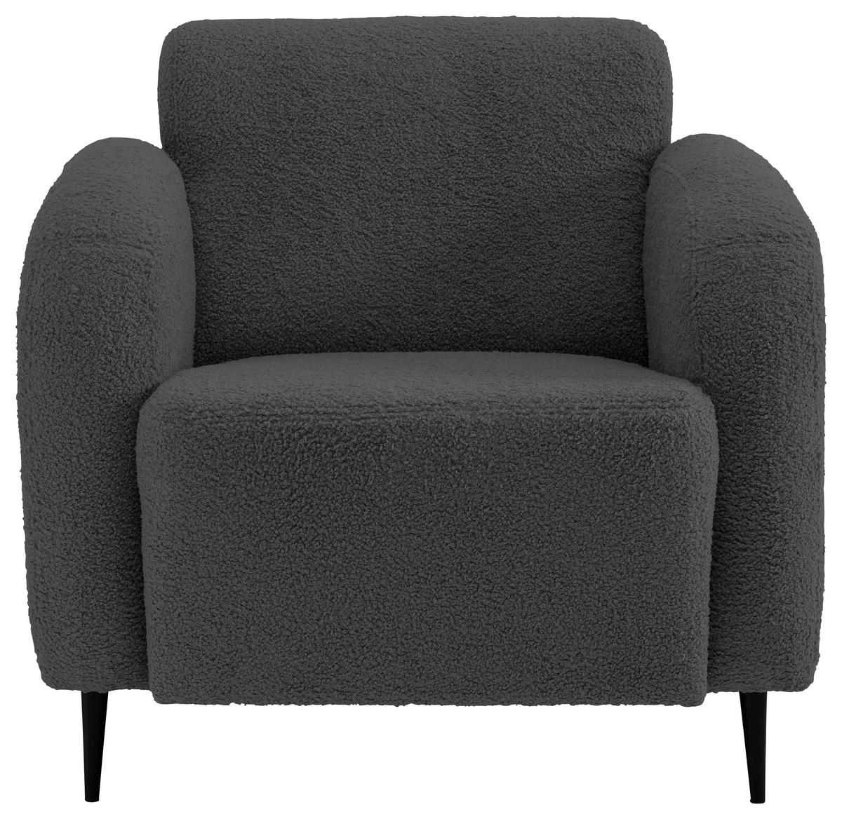 SESSEL in Teddystoff Anthrazit  - Anthrazit/Schwarz, MODERN, Textil/Metall (85/76/90cm) - Livetastic