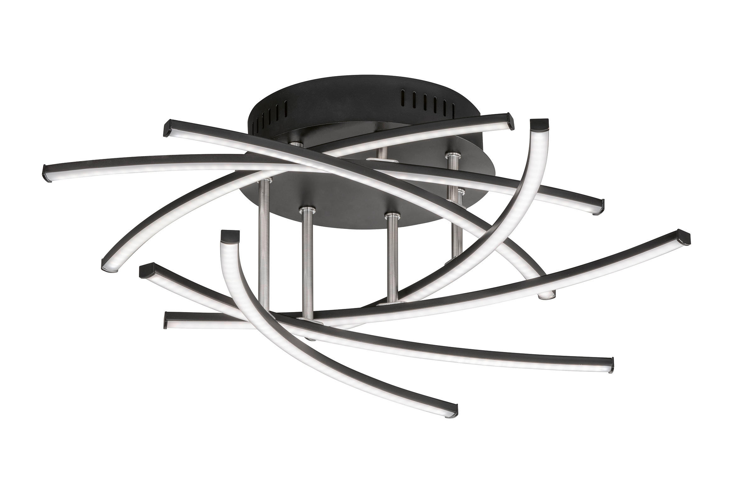 Fischer & Honsel Led-Deckenleuchte Cross TW Schwarz, Nickel, Sand