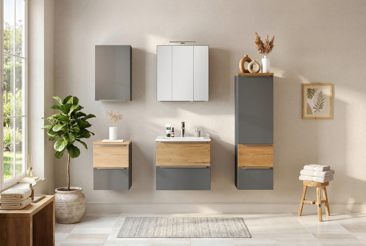 SPIEGELSCHRANK 60/64/20 cm  - Wildeiche/Edelstahlfarben, Trend, Glas/Holzwerkstoff (60/64/20cm) - Held