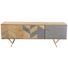 LOWBOARD Mangoholz massiv lackiert Goldfarben, Grau, Naturfarben - Goldfarben/Naturfarben, MODERN, Holz/Stein (150/55/35cm) - Carryhome