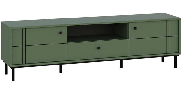 LOWBOARD  in 170/49,2/37 cm  - Schwarz/Grün, MODERN, Holzwerkstoff/Kunststoff (170/49,2/37cm) - Carryhome