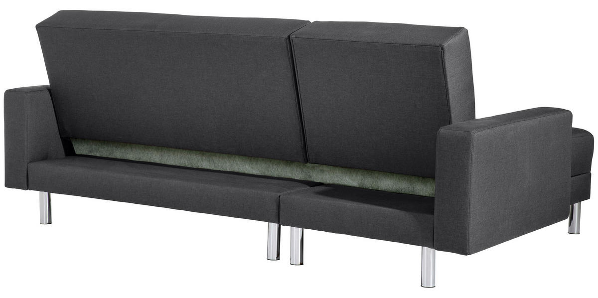 ECKSCHLAFSOFA inkl. Hocker in Graphitfarben Textil   - Chromfarben/Graphitfarben, Konventionell, Textil/Metall (152/230cm) - Max Winzer