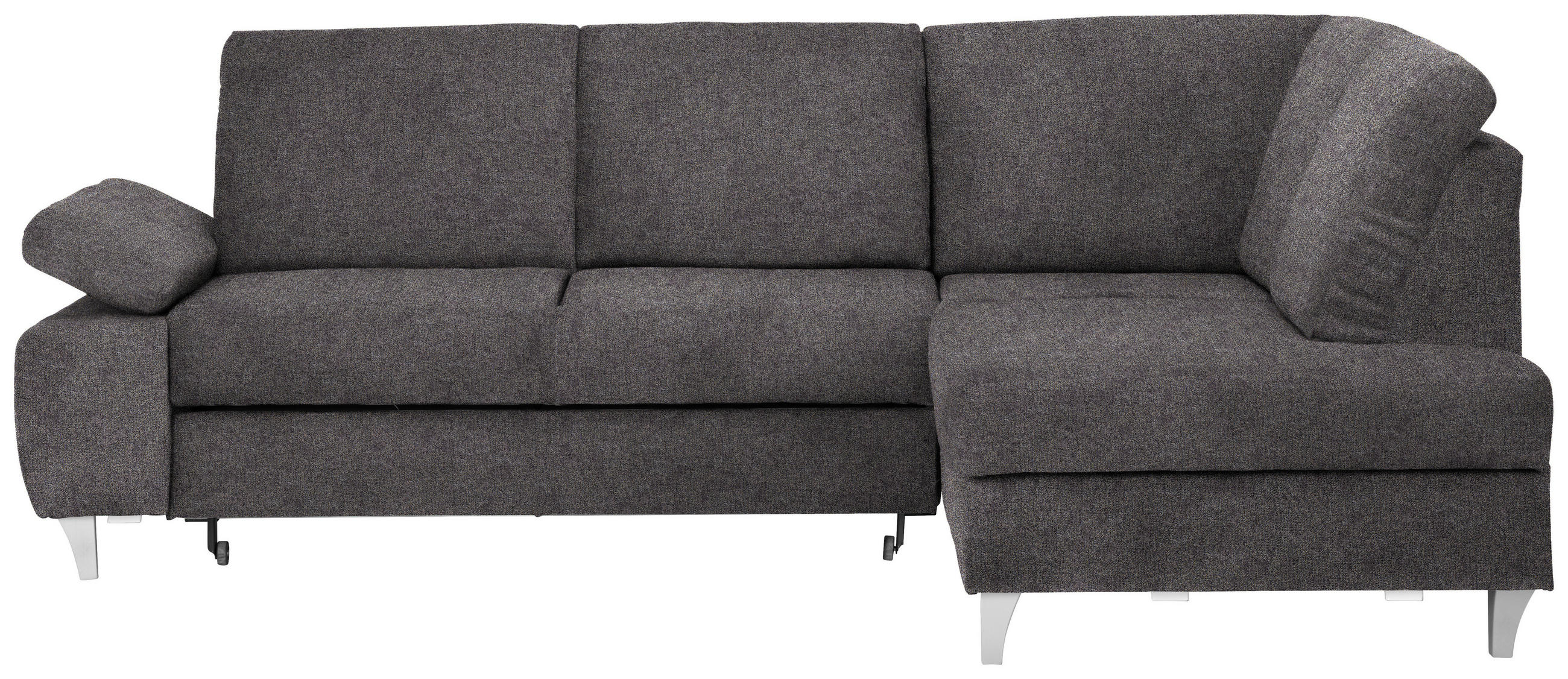 ECKSOFA in Flachgewebe Graubraun  - Graubraun/Silberfarben, Konventionell, Holz/Textil (255/186cm) - Cantus