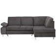ECKSOFA in Flachgewebe Graubraun 255/186 cm - Graubraun/Silberfarben, KONVENTIONELL, Holz/Textil (255/186cm) - Cantus
