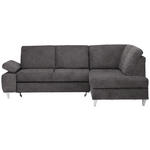 ECKSOFA in Flachgewebe Graubraun  255/186 cm  - Graubraun/Silberfarben, KONVENTIONELL, Holz/Textil (255/186cm) - Cantus