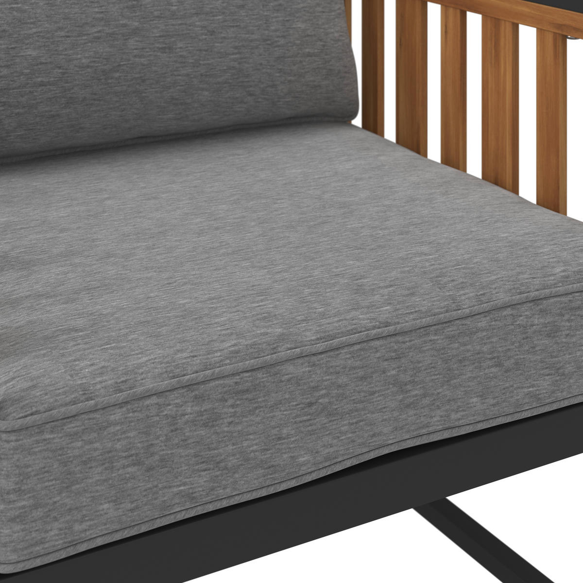 LOUNGEGARNITUR   Akazie massiv Eisen  - Schwarz/Akaziefarben, MODERN, Holz/Textil - Beldano