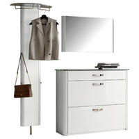 GARDEROBE 3-teilig  in 200/192/34 cm  - Weiss/Alufarben, Design, Glas/Holzwerkstoff (200/192/34cm) - Moderano