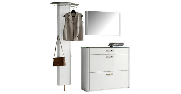 GARDEROBE 3-teilig in 200/192/34 cm - Alufarben/Weiß, Design, Glas/Holzwerkstoff (200/192/34cm) - Moderano
