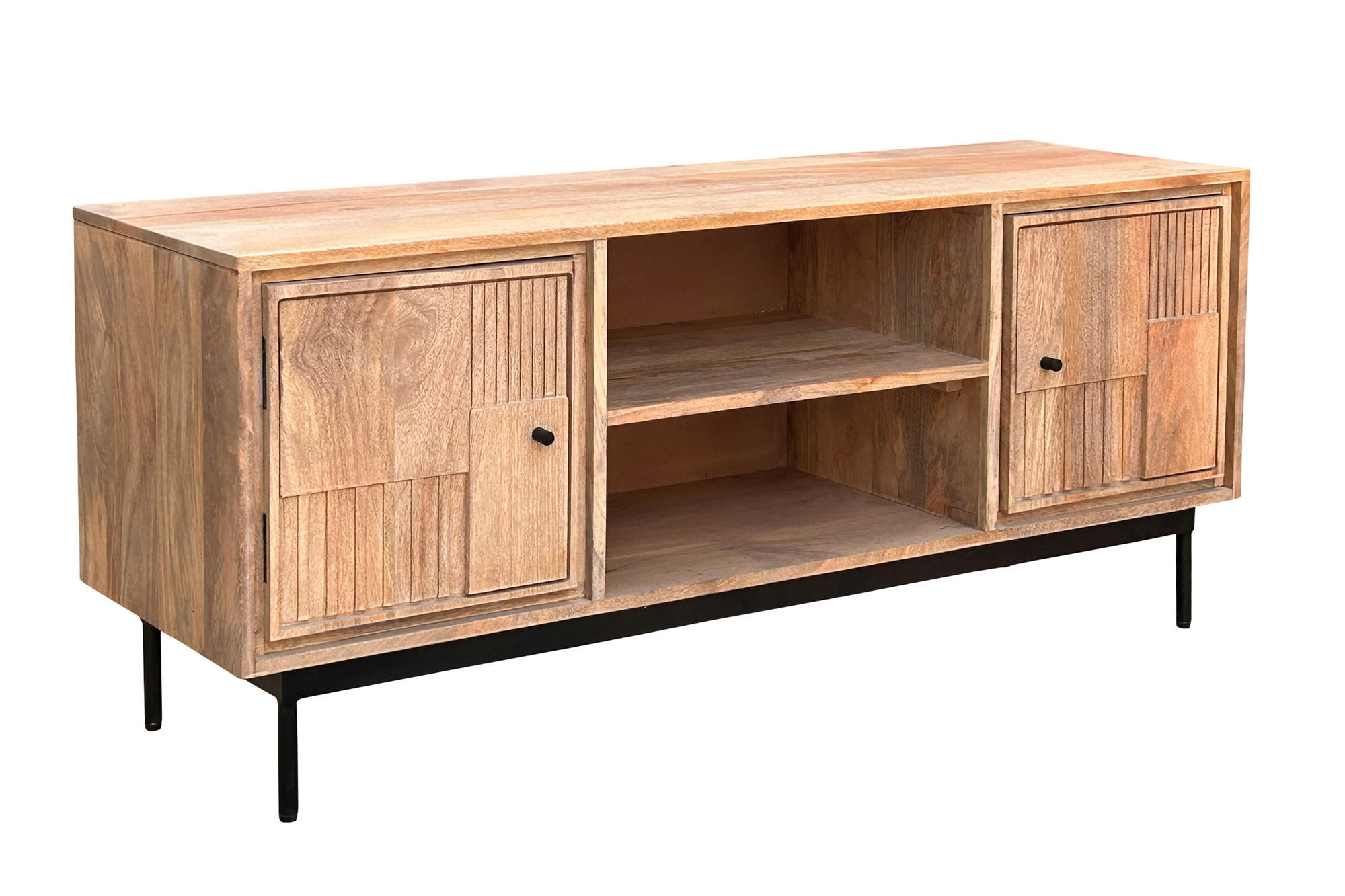 LOWBOARD  130/56/40 cm   - Schwarz/Naturfarben, Design, Holz/Metall (130/56/40cm) - MID.YOU