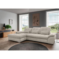 ECKSOFA Beige Chenille  - Chromfarben/Beige, MODERN, Textil/Metall (184/314cm) - Livetastic