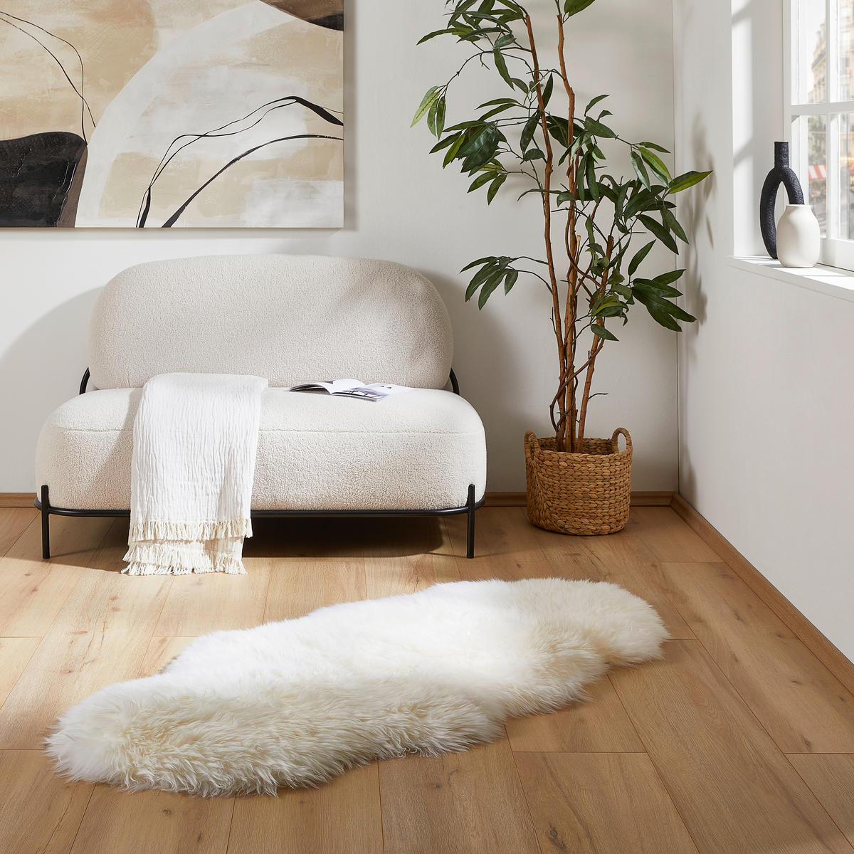 SCHAFFELL 65/145 cm Albany Weiß  - Weiß, Trend, Fell (65/145cm) - Linea Natura