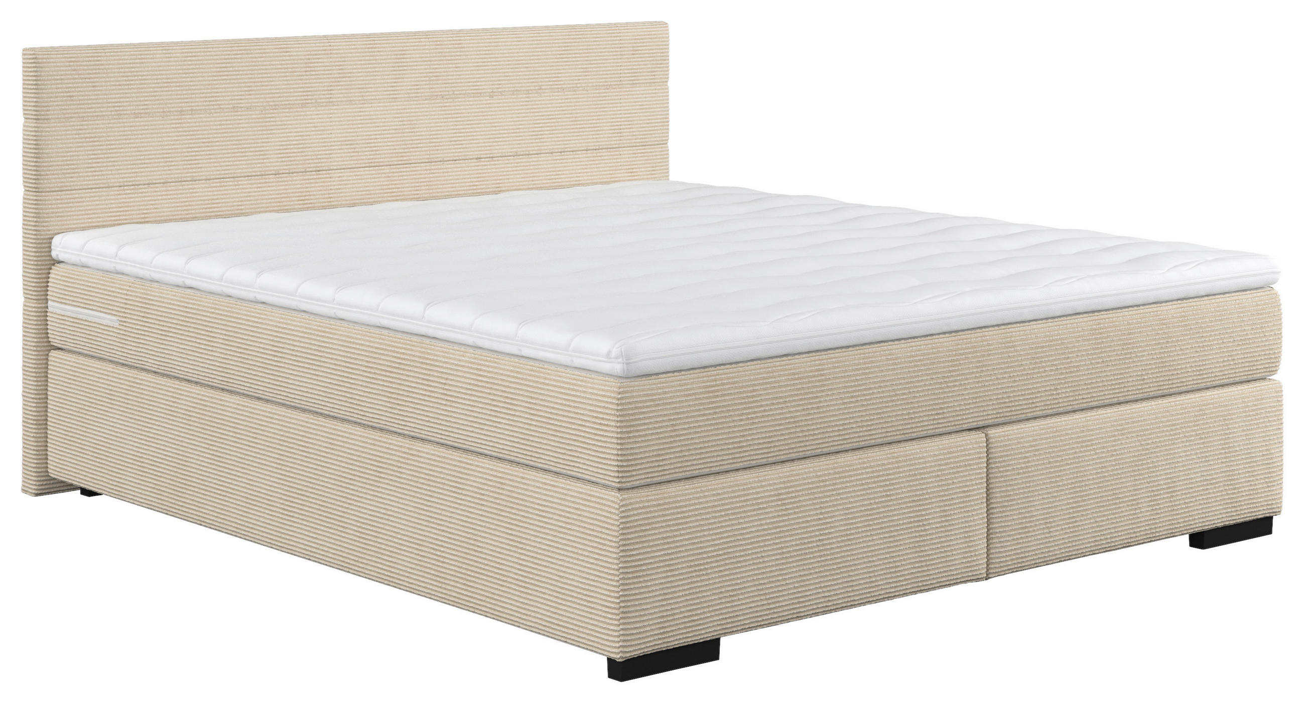 BOXBETT 180/200 cm  in Creme  - Creme/Schwarz, KONVENTIONELL, Holzwerkstoff/Textil (180/200cm) - MID.YOU
