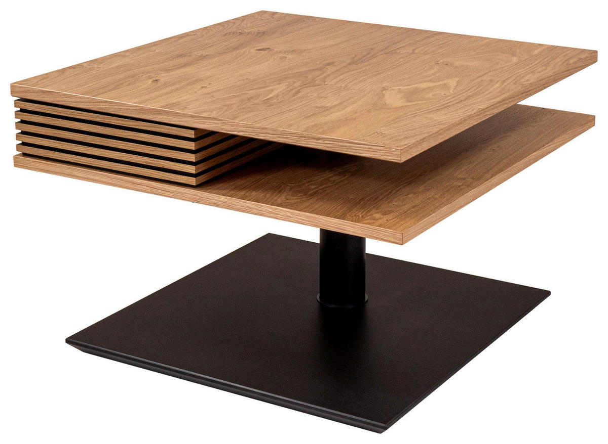 COUCHTISCH in Holz, Metall, Holzwerkstoff 70/70/49-67 cm  - Wildeiche/Schwarz, Design, Holz/Holzwerkstoff (70/70/49-67cm) - Novel