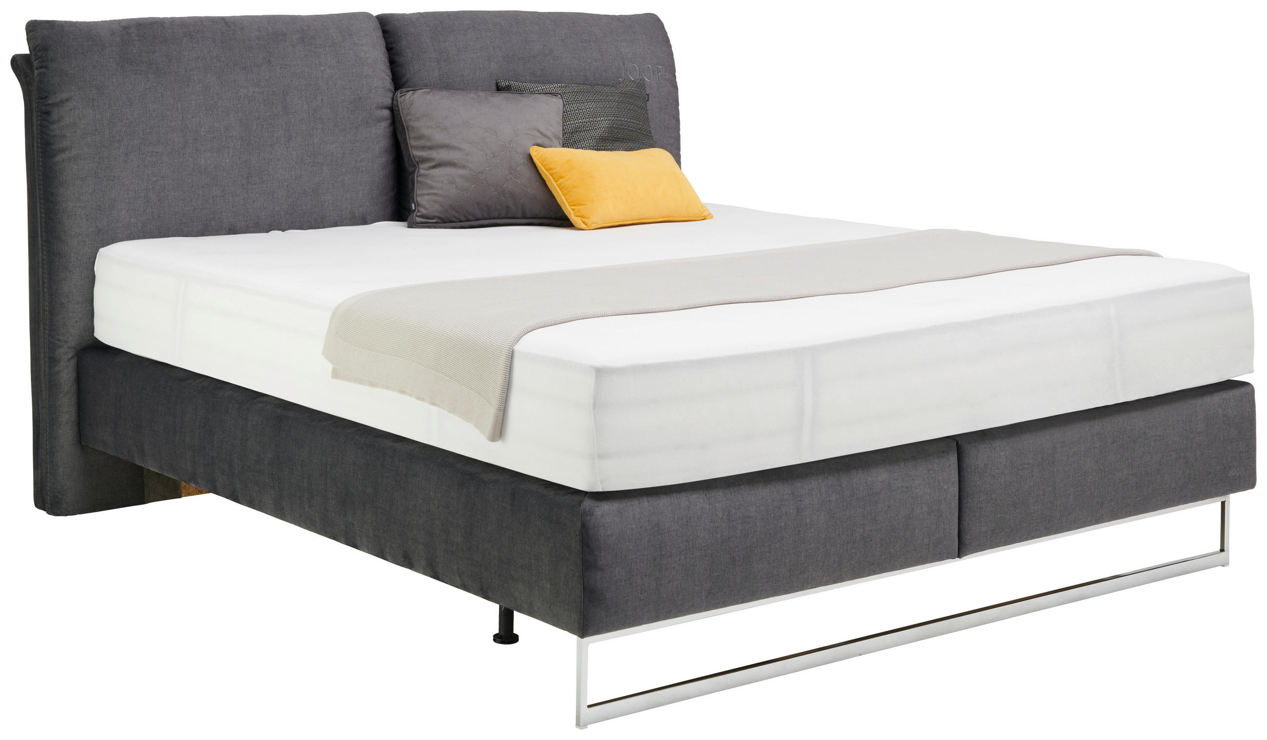 BOXSPRINGBETT 180/200 cm  in Taupe  - Taupe/Chromfarben, Design, Textil (180/200cm) - Joop!
