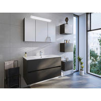 Baie 5 piese, 100 cm - alb/grafit, Basics, ceramică/material pe bază de lemn (100cm) - MID.YOU