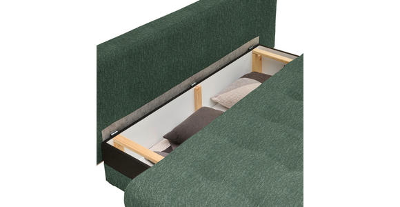 SCHLAFSOFA Flachgewebe Grün  inkl. Rückenkissen, Armlehnenkissen, Bettkasten, Schlaffunktion, Rücken echt  - Beige/Naturfarben, Design, Holz/Textil (200/71/95cm) - Novel