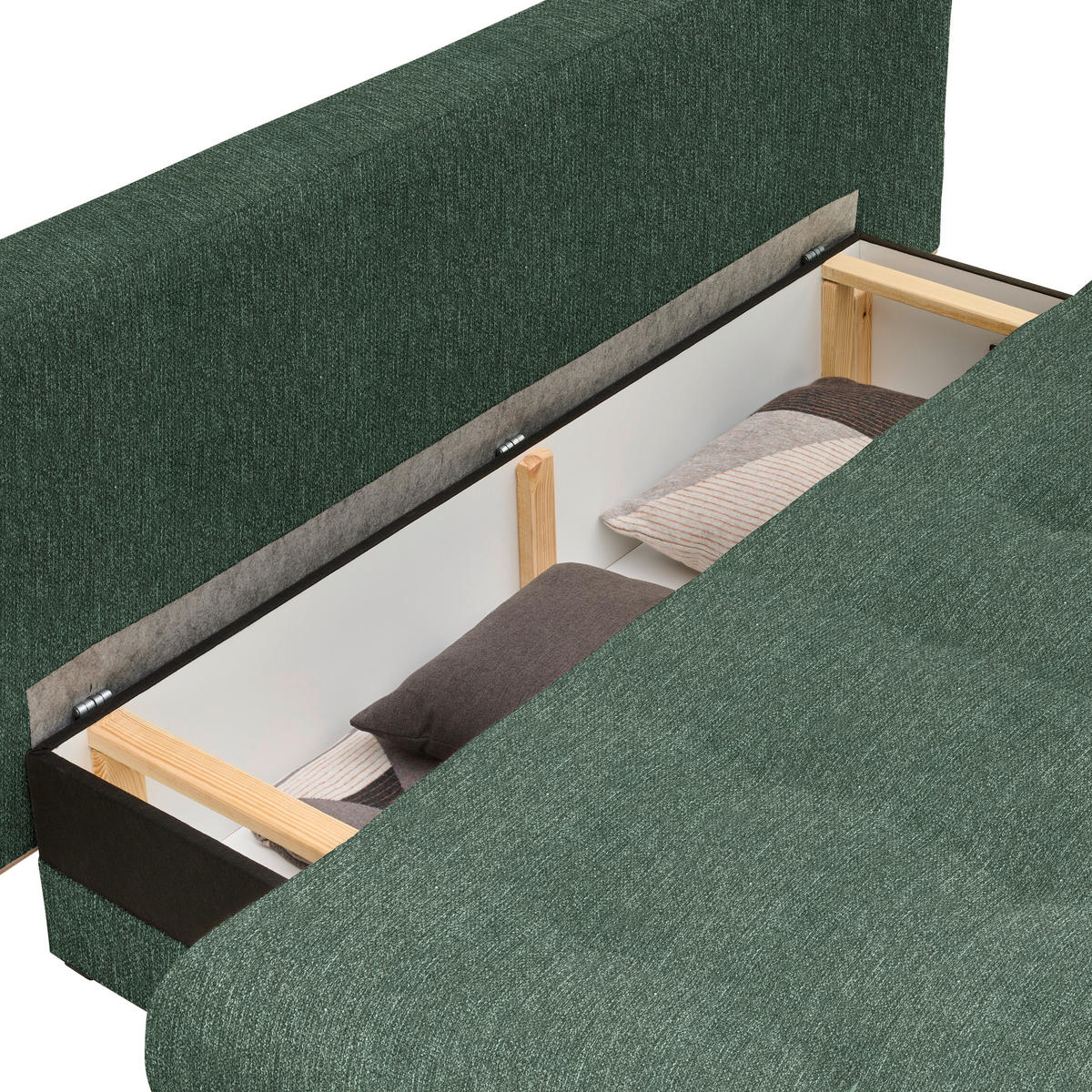 BÄDDSOFFA i flatväv grön  - beige/grön, Design, trä/textil (200/71/95cm) - Livetastic