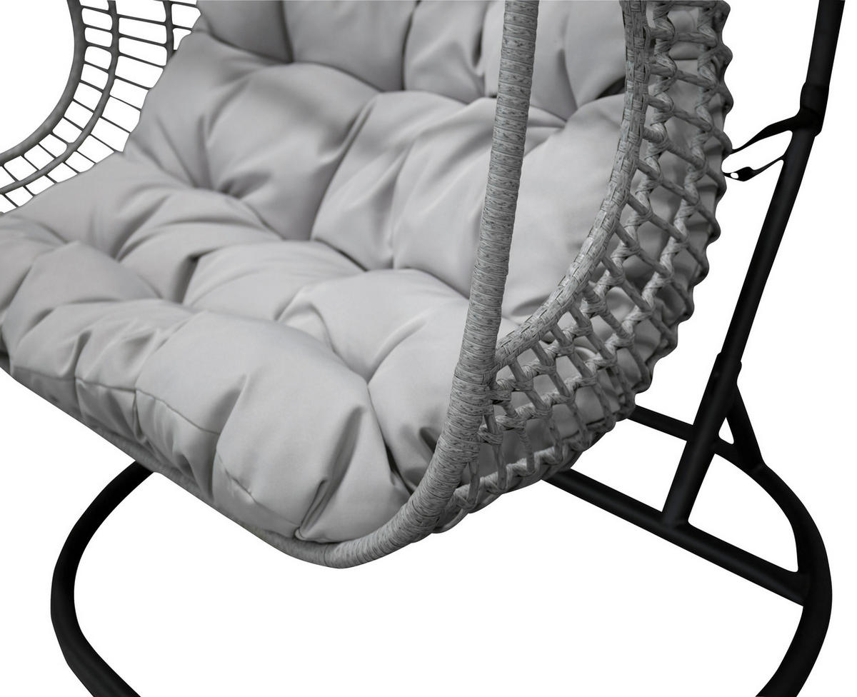 HÄNGESESSEL 133/196/105 cm  - Hellgrau/Schwarz, KONVENTIONELL, Kunststoff/Metall (133/196/105cm) - Gardenson
