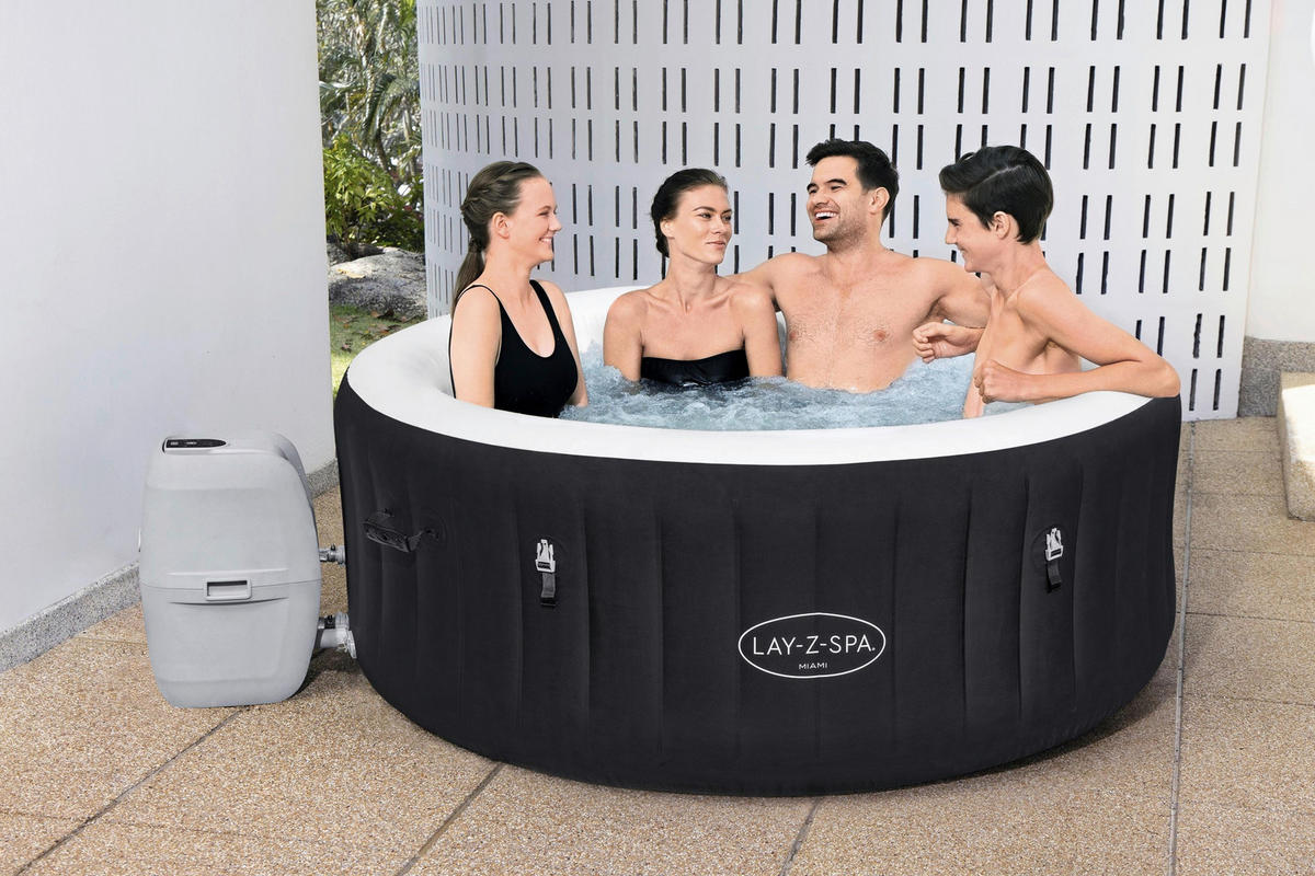 WHIRLPOOL LAY-Z-SPA MIAMI 60001 180/66 cm  - Schwarz, KONVENTIONELL, Kunststoff/Metall (180/66cm) - Bestway