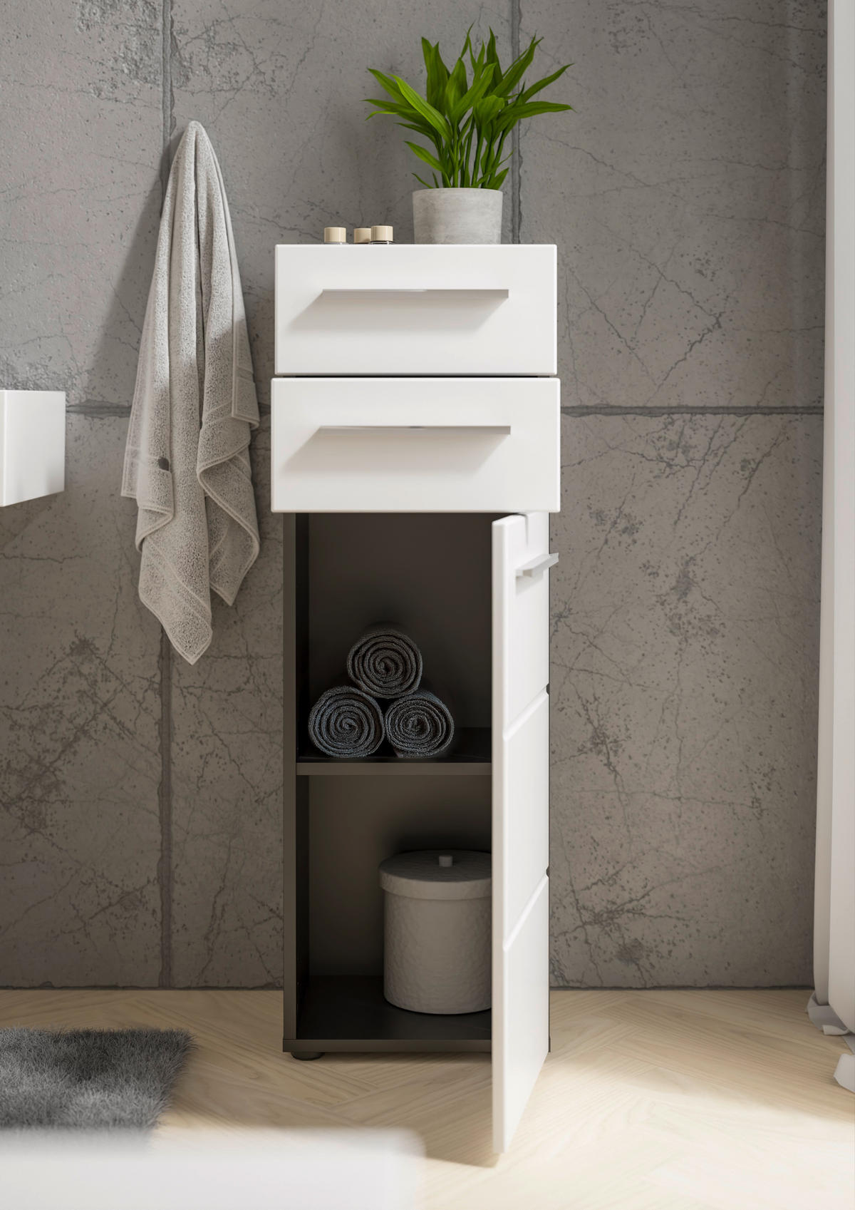 MIDISCHRANK 34/104/31 cm  - Chromfarben/Weiß Hochglanz, KONVENTIONELL, Holzwerkstoff/Kunststoff (34/104/31cm) - Xora