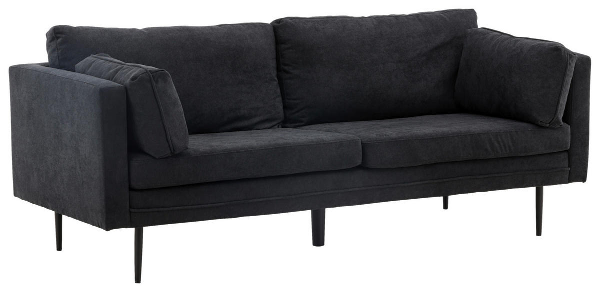 2-SITS SOFFA i metall, textil svart  - svart, Design, metall/textil (203/84/90cm) - Livetastic