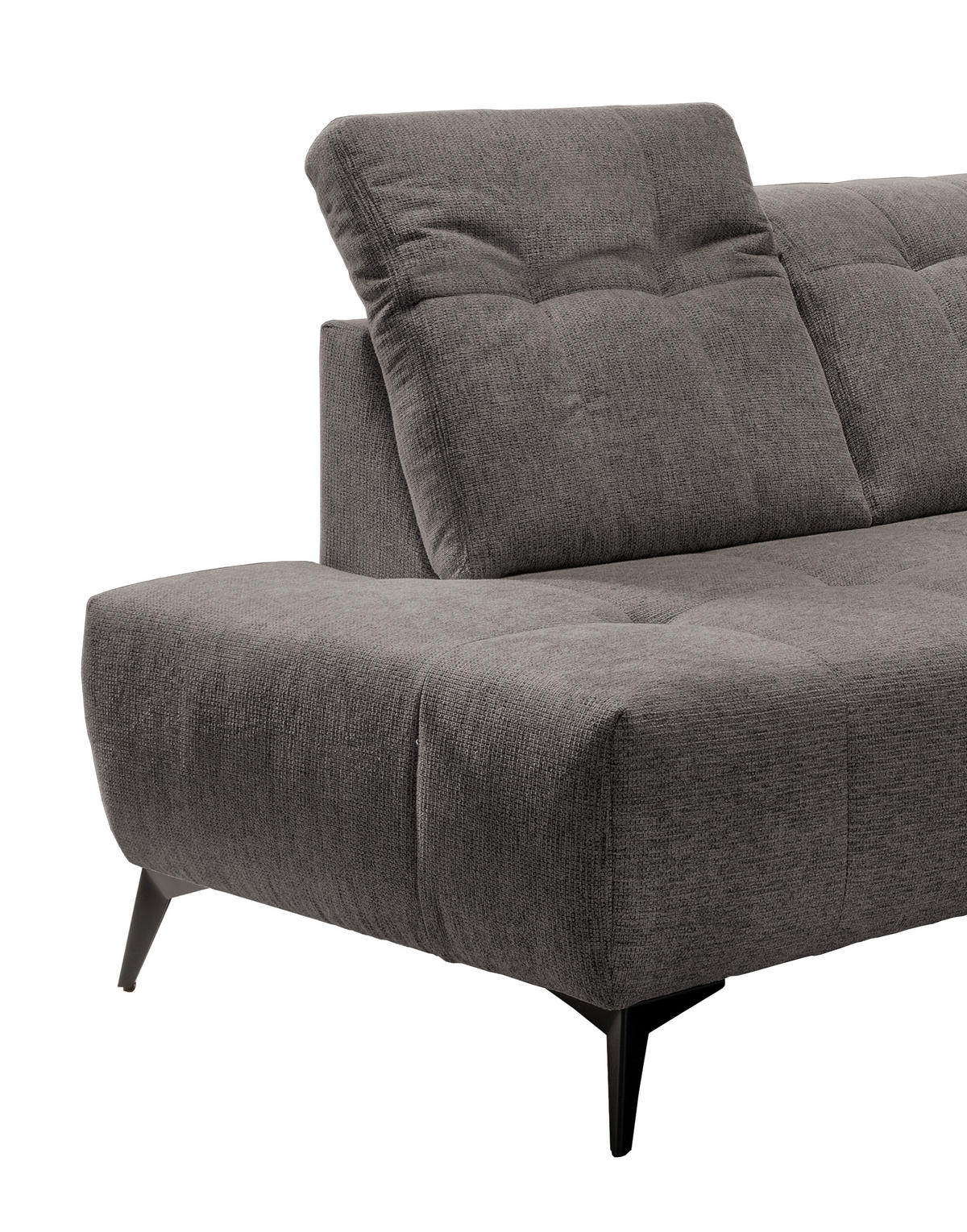 ECKSOFA in Chenille Graubraun  - Graubraun/Schwarz, Modern, Textil/Metall (200/261cm) - Livetastic