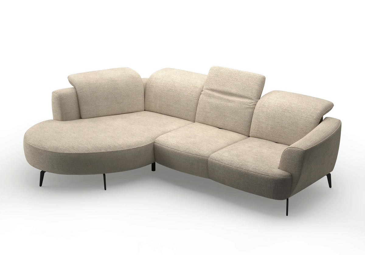 ECKSOFA in Chenille Sandfarben  - Sandfarben/Schwarz, Konventionell, Textil/Metall (199/309cm) - Sit & More